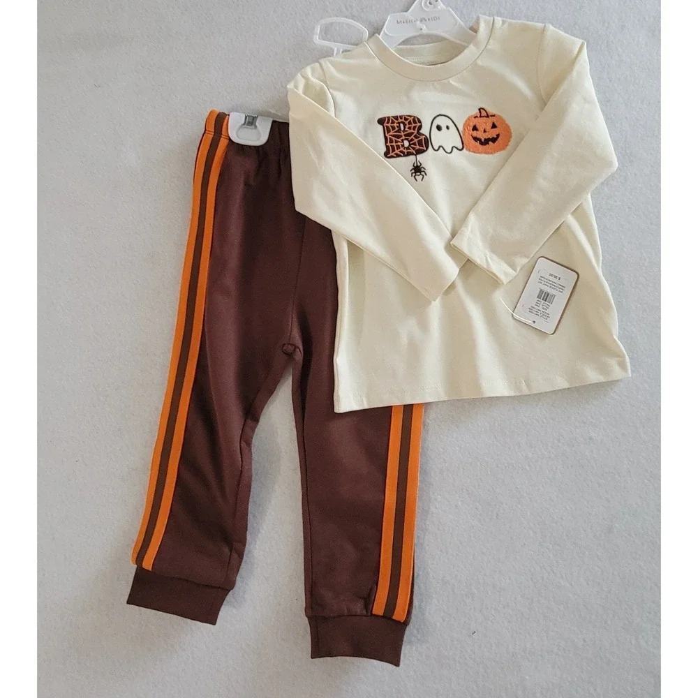 Magical Kids Boys Set 2-Piece Sweatshirt & Pants Halloween 12M Beige And Brown N